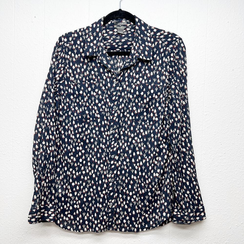Eddie Bauer Nature Tree Printed Shirt Women Large Cotton Sustainable Lightweight